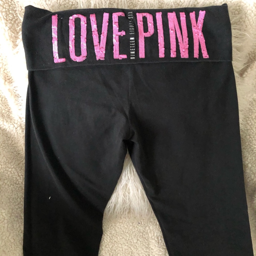 Pink glitter yoga pants